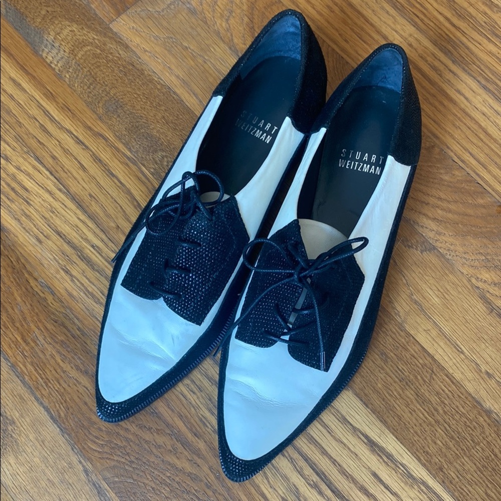 Stuart Weitzman Two-Tone Black and White Oxfords